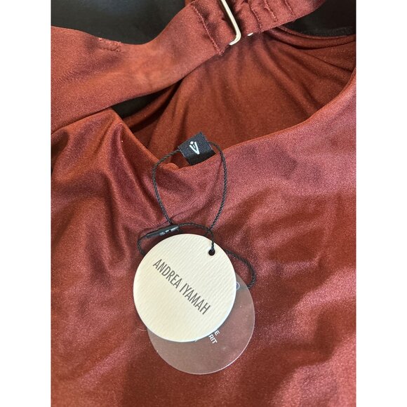 Andrea Iyamah Nisi One Shoulder Ruffle One Piece Swimsuit Chocolate Womens Size - Picture 9 of 12